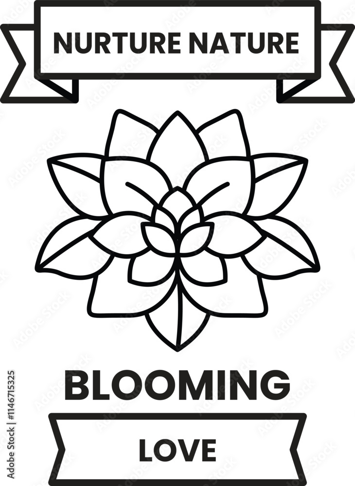 Illustration in concept of Nature and flowers in line style Illustration in concept of Nature and flowers in line style