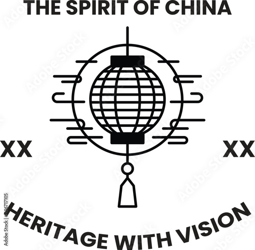 Illustration in concept of Chinese culture in line style