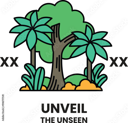 Illustration in concept of Nature tourism in line style