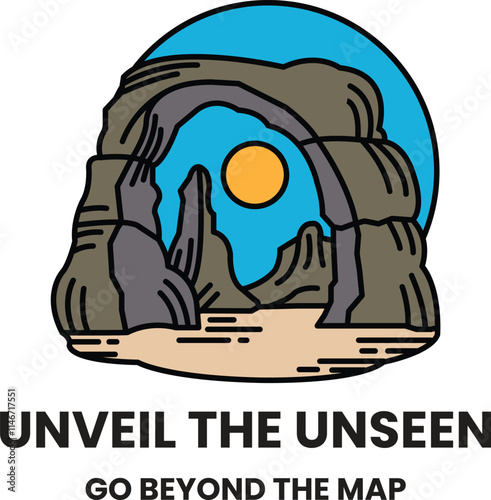 Illustration in concept of Nature tourism in line style