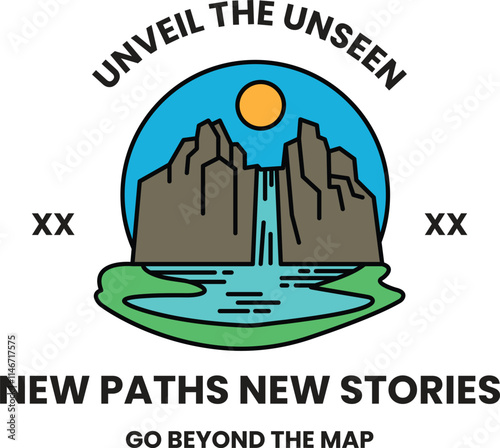 Illustration in concept of Nature tourism in line style