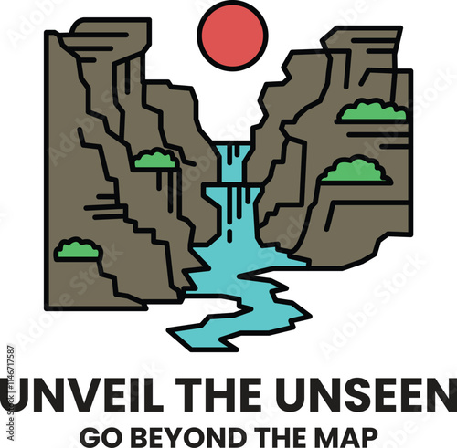 Illustration in concept of Nature tourism in line style