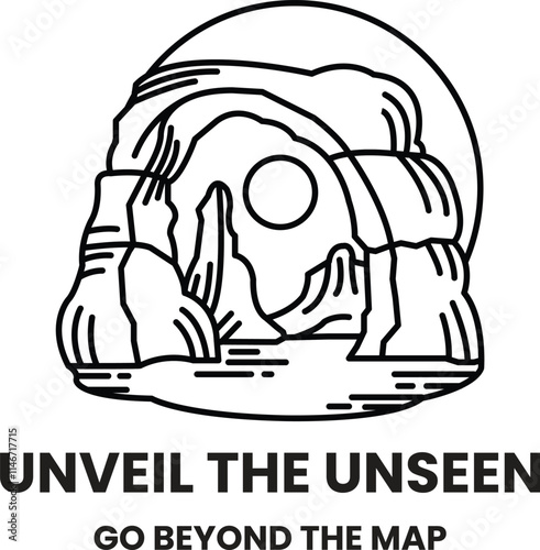 Illustration in concept of Nature tourism in line style