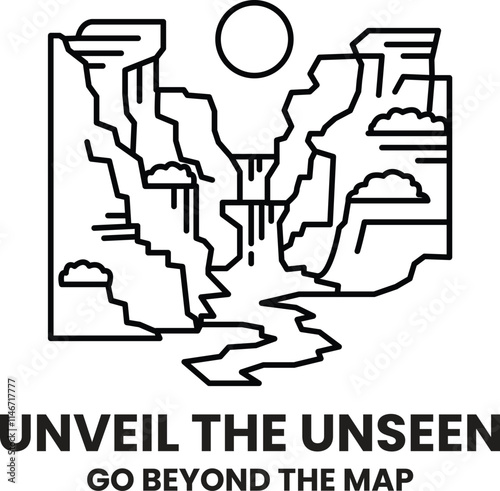 Illustration in concept of Nature tourism in line style