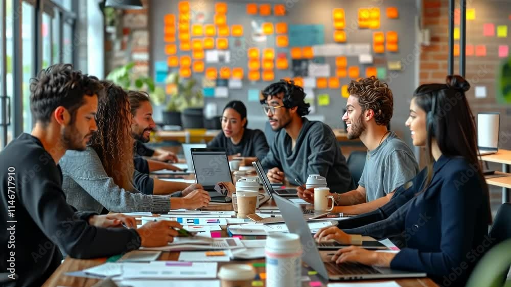 Collaborative brainstorming in a modern office