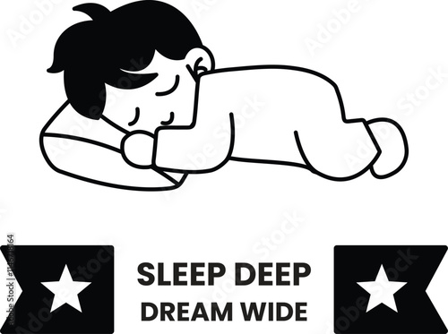 Illustration in concept of Sleeping and good sleep in line style