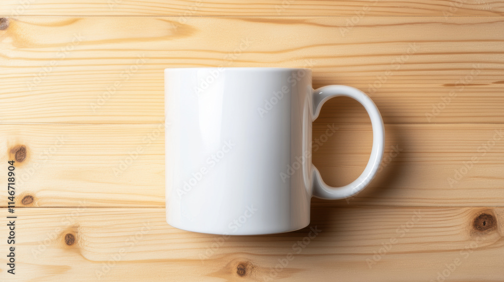 plain white mug on wooden surface, perfect for beverages plain white mug on wooden surface, perfect for beverages