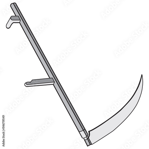 scythe agricultural hand tool for mowing grass or reaping crops color sketch engraving vector