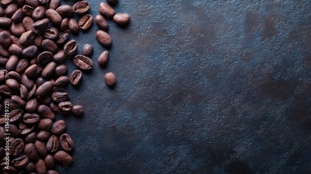 Freshly Roasted Coffee Beans on Dark Surface with Textured Background, Perfect for Coffee Lovers and Culinary Arts, Beautifully Arranged for Food Photography Freshly Roasted Coffee Beans on Dark Surface with Textured Background, Perfect for Coffee Lovers and Culinary Arts, Beautifully Arranged for Food Photography