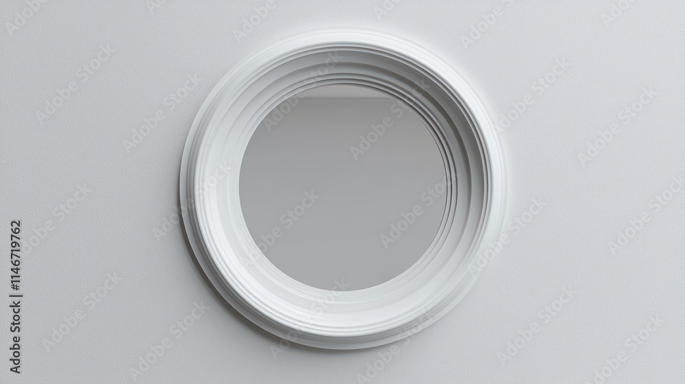 White plastic round window frame isolated from above, presented in high-resolution photography against a clean backdrop. White plastic round window frame isolated from above, presented in high-resolution photography against a clean backdrop.