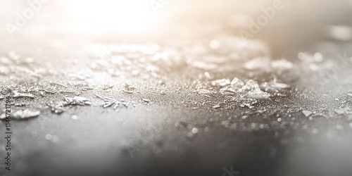detailed close-up of frost crystals forming on smooth glass surface under natural light