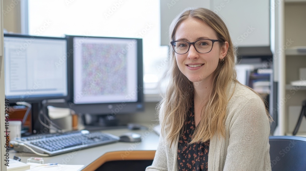 Young Professional in Office Setting with Computer