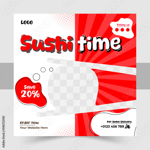  A social media banner template with a food theme, Fast food restaurant business marketing social media post, perfect for a restaurant's promotional on social media, Food social media template. 

