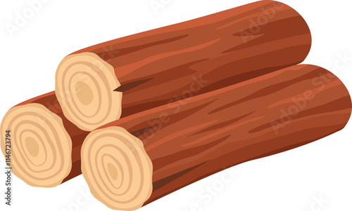 Three wooden logs stacked on a white background highlight the intricate growth rings and rich natural texture of the wood, revealing the beauty of organic materials