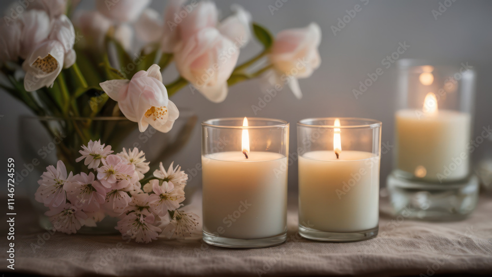 spa candles and flower spa candles and flower