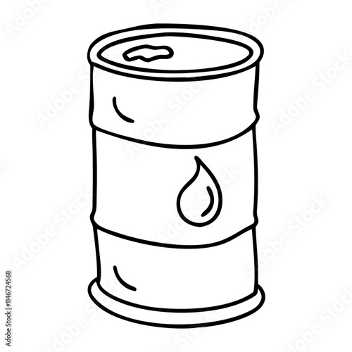  Outline Vector of Oil Barrel with Drop Symbol for Industrial and Environmental Themes