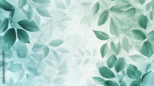 teal leaf background soft green foliage wallpaper