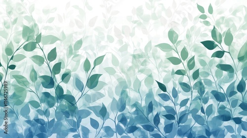 watercolor teal leaves background