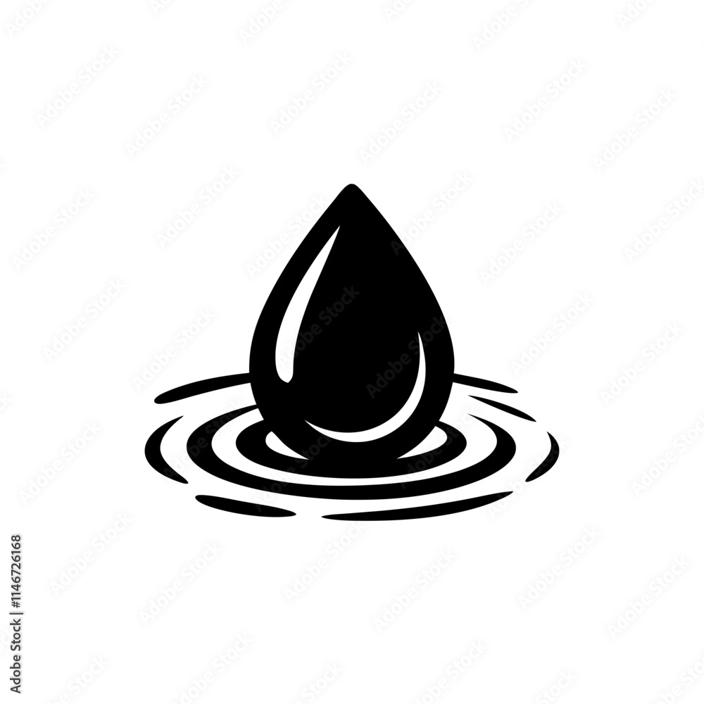 Droplet and Ripples Vector Illustration for Water Conservation and Nature Themes Droplet and Ripples Vector Illustration for Water Conservation and Nature Themes
