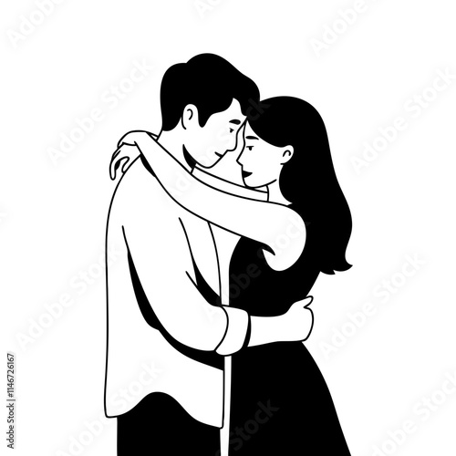  Romantic Embrace Couple Illustration Love Intimacy Vector Design