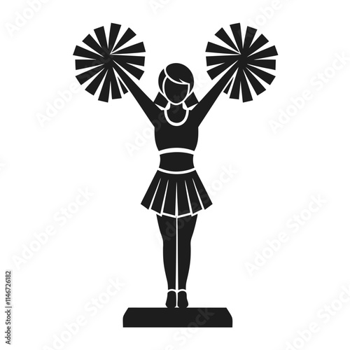  Cheerleader Silhouette Holding Pom Poms Vector Illustration for Sports and Dance Themes