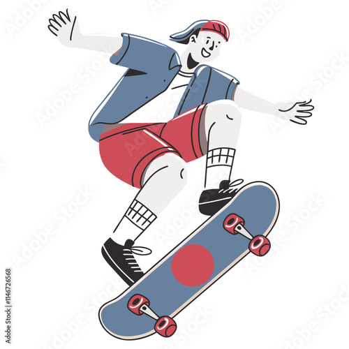  Energetic Skater Performing Trick Vector Illustration for Youthful Designs