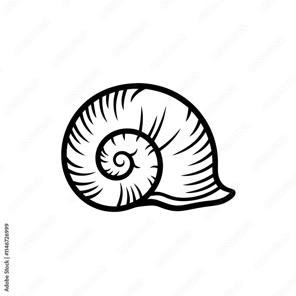 Obraz premium Nautical Spiral Seashell Vector Illustration for Coastal Design and Nature Themes