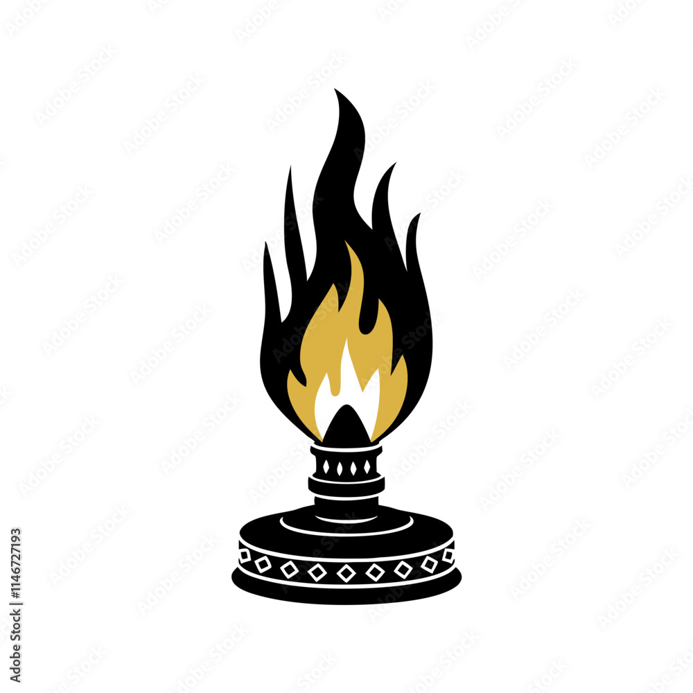 Intricate Vector Illustration of a Burning Gas Lamp Flame Symbolizing Energy Intricate Vector Illustration of a Burning Gas Lamp Flame Symbolizing Energy