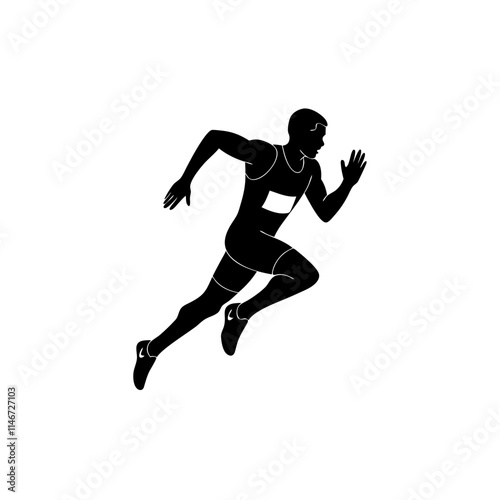  Silhouette of a Sprinter in Motion Athletic Vector Design