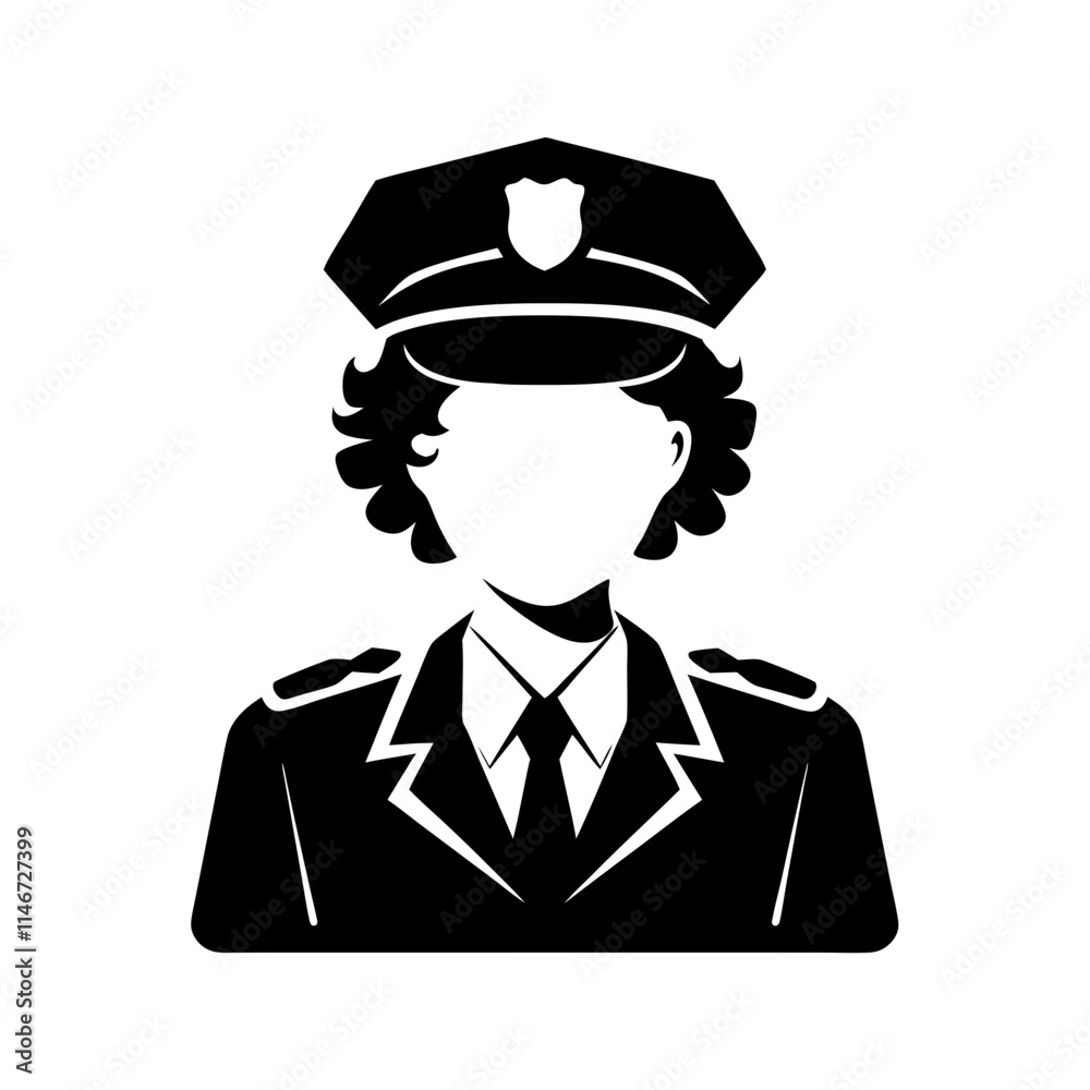 Police Officer Silhouette Vector Illustration with Uniform and Cap Police Officer Silhouette Vector Illustration with Uniform and Cap