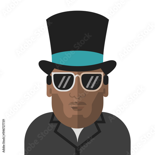  Stylish Man in Top Hat and Sunglasses Vector Illustration