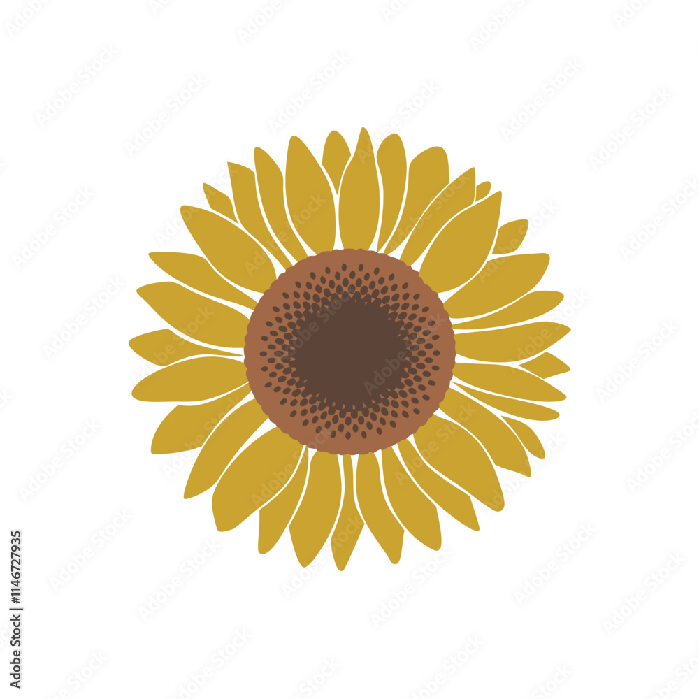 Fototapeta premium Vibrant Yellow Sunflower Vector Illustration on Lavender Background