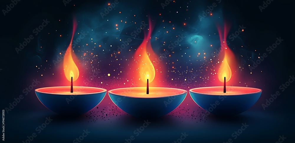 Group of Candles Lined Up in a Row.