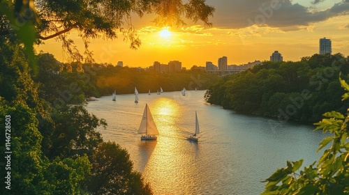 Wallpaper Mural golden hour sailboats on ottawa river Torontodigital.ca