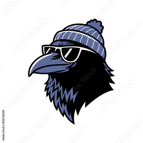  Cool Hipster Crow with Beanie and Sunglasses Vector Art for Trendy Designs