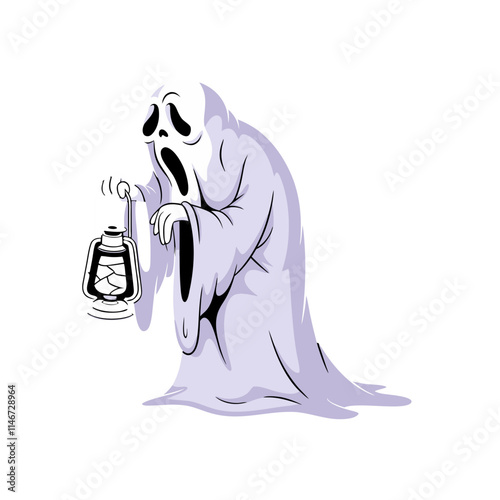  Ghost Holding Lantern Vector Illustration for Halloween Spooky Themes