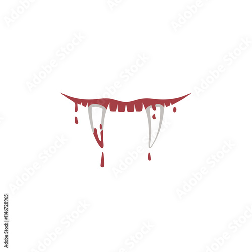  Vampire Fangs Dripping Blood Halloween Vector Art Illustration