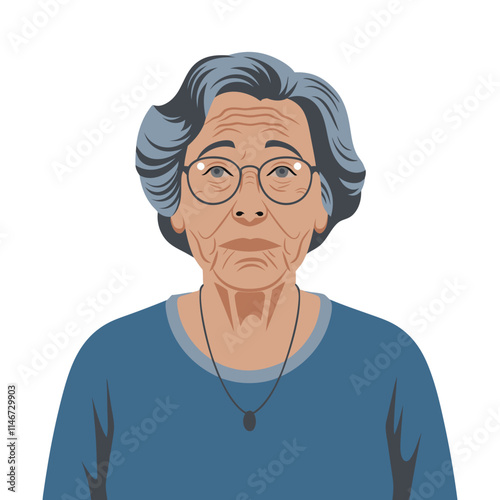  Elderly Woman with Glasses Illustration Representing Experience and Wisdom