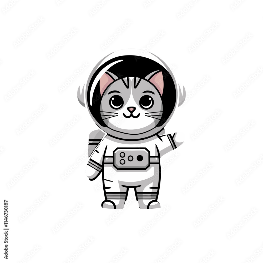  Cute Cat Astronaut Cartoon in Spacesuit Vector Illustration for Kids