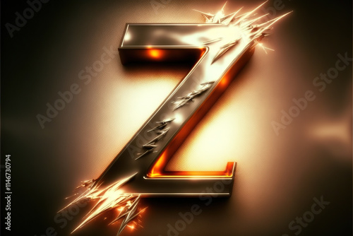 Metallic letter Z with electric sparkles and lighning bolts effect photo