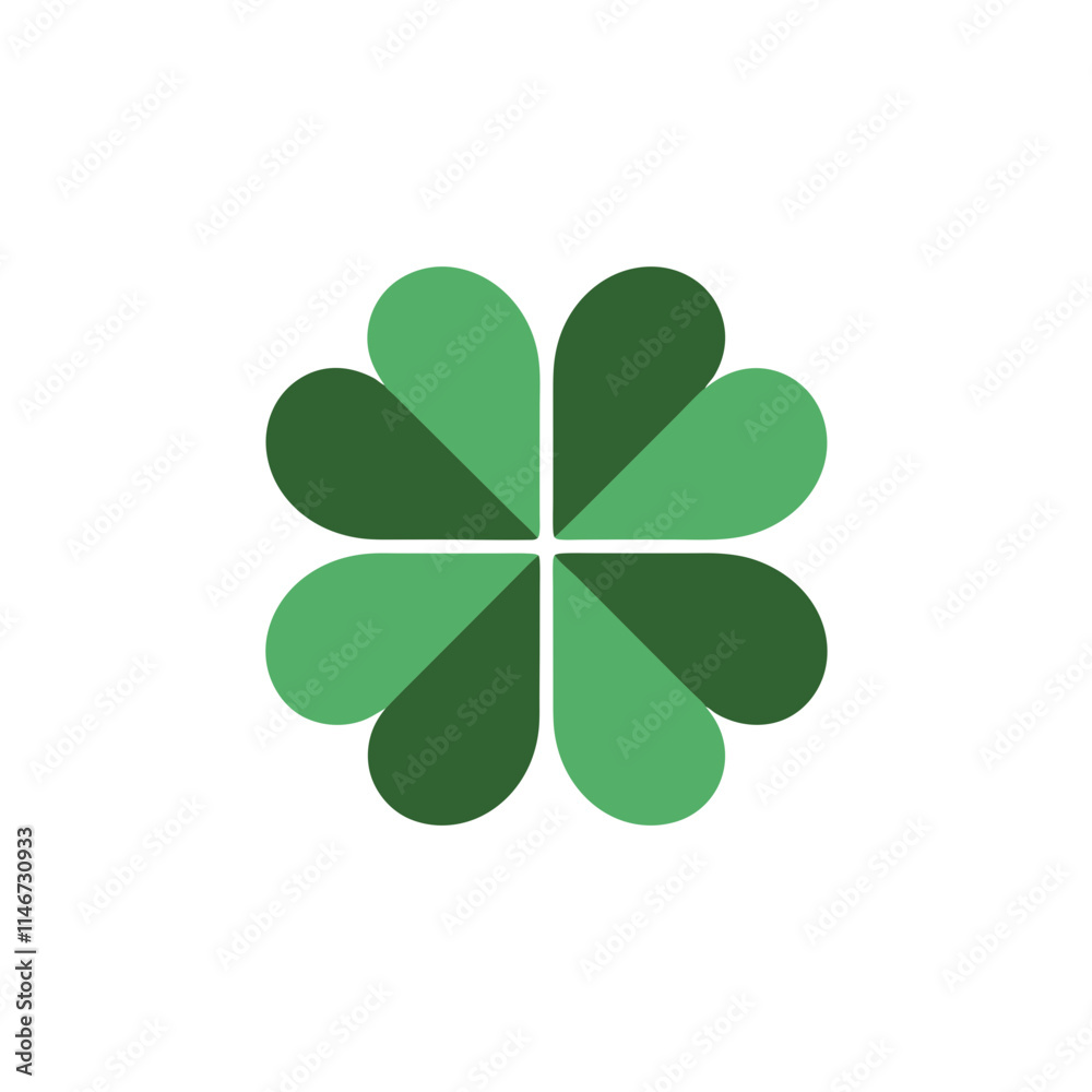 Abstract Green Clover Vector with Symmetrical Leaf Petals Design Abstract Green Clover Vector with Symmetrical Leaf Petals Design