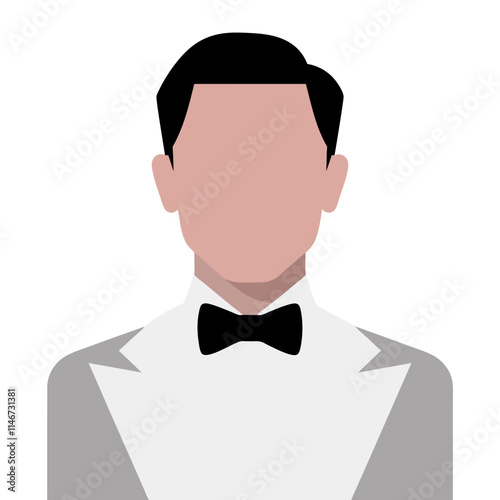  Elegant Formal Gentleman Portrait Vector Illustration with Bow Tie