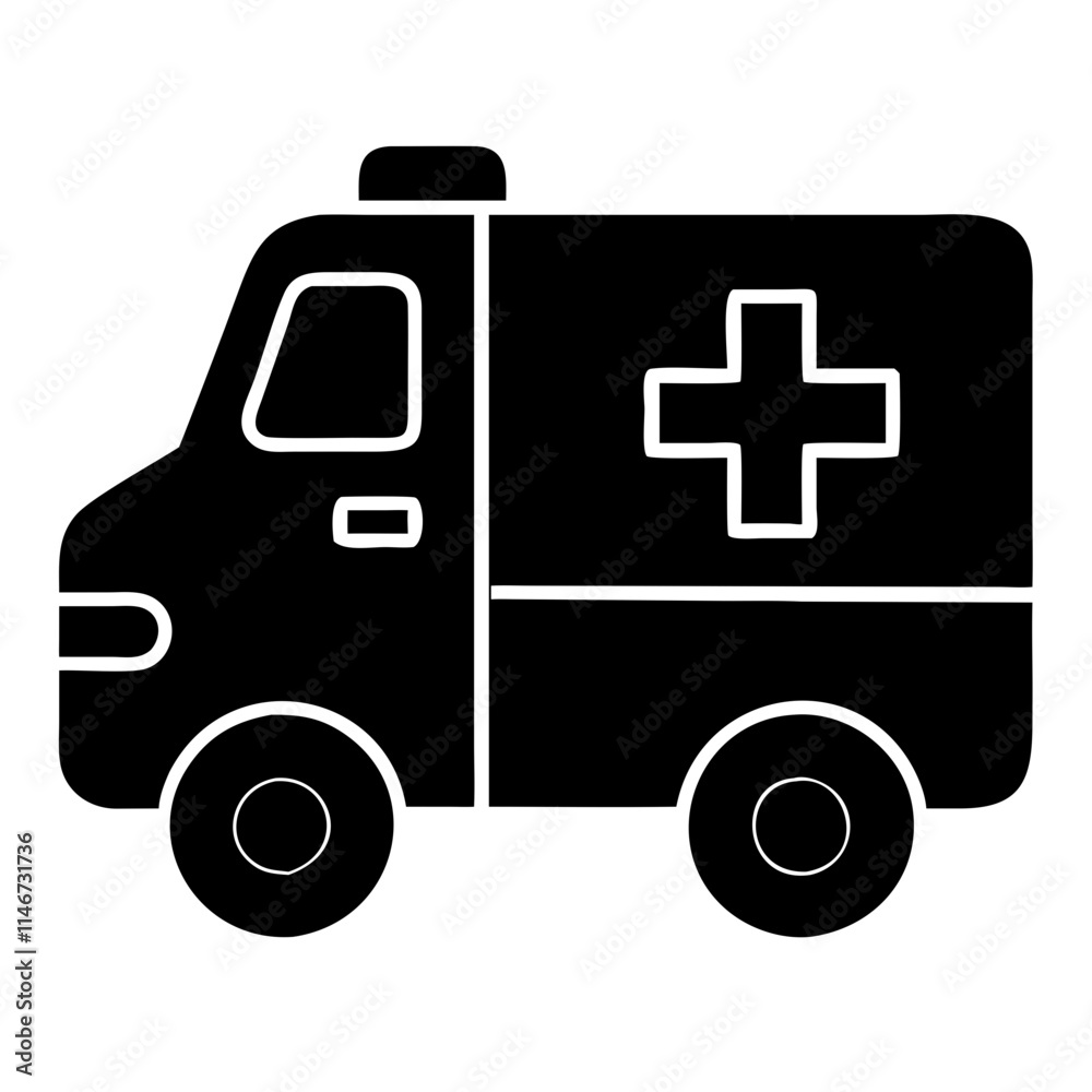 Ambulance Vector with Medical Cross for Emergency and Healthcare Design Ambulance Vector with Medical Cross for Emergency and Healthcare Design