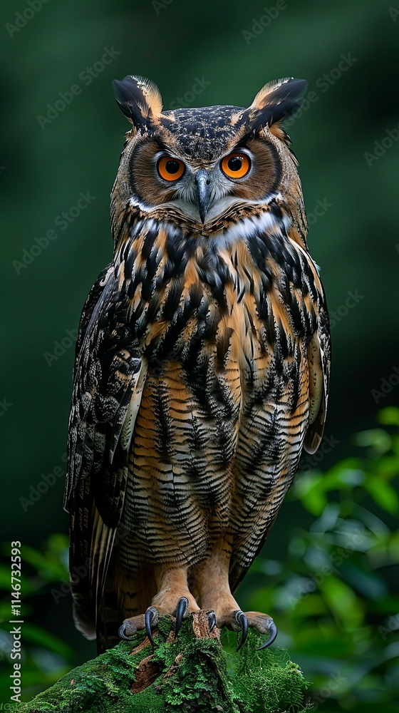 Fototapeta premium The entire scene captured a peaceful moment of nature, with the owl poised gracefully as day turned to dusk.