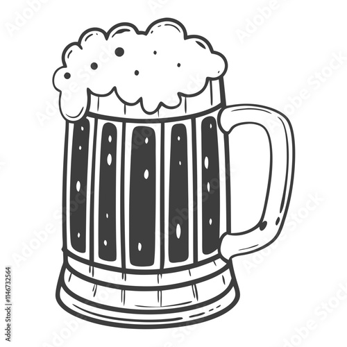  Beer Mug with Foam Vector Illustration for Beverage and Oktoberfest Themes