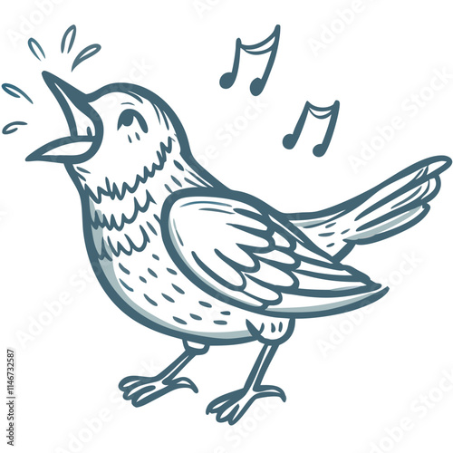  Vector Illustration of a Singing Bird with Musical Notes Delightful Art