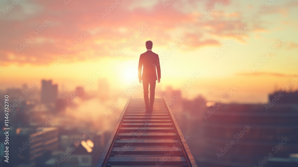 Business ladder to success, 3D illustration Business ladder to success, 3D illustration