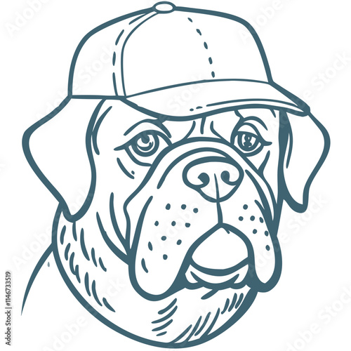  Vector Illustration of Dog Head Wearing Baseball Cap for Creative Designs