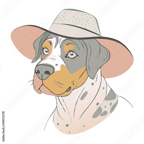  Stylish Dog in Hat Vector Illustration of Canine Fashion Aesthetic