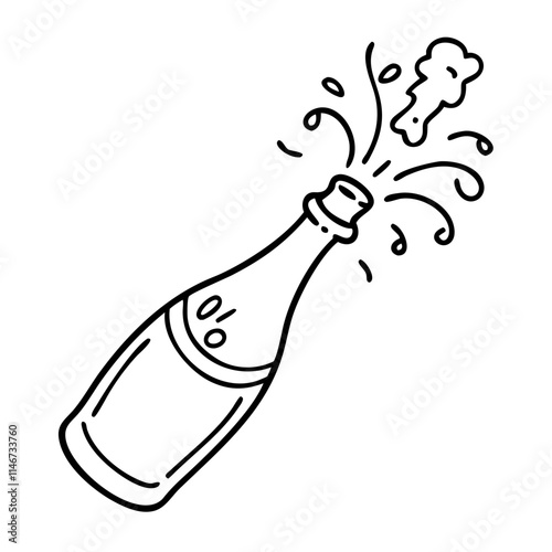  Exploding Champagne Bottle Vector Celebration Party Illustration